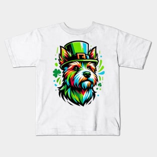 Festive Norfolk Terrier in Graffiti Style for St. Patrick's Kids T-Shirt